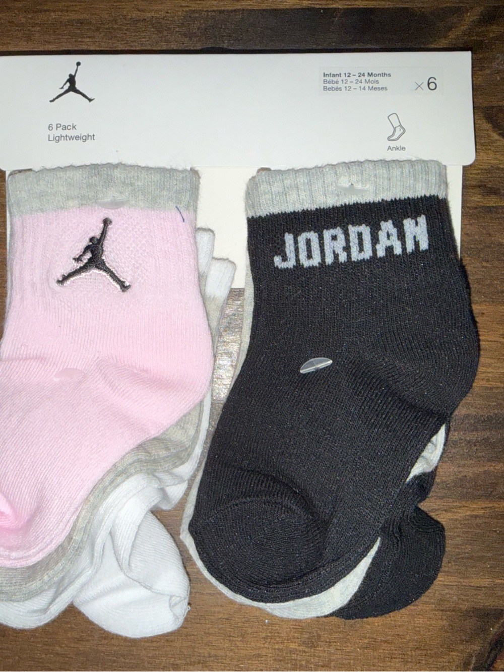 Jordan 6-Pack Low-Cut Athletic Socks - Pink, Black, White,grey